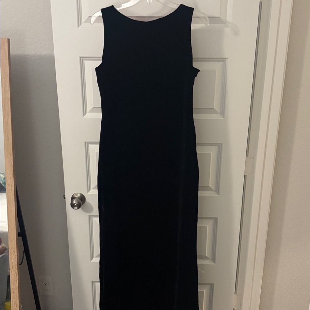 VTG Flores & Flores Black & Red velvet Sleeveless Maxi Dress SZ 14 party NWT